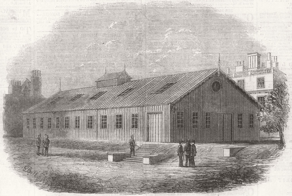 LONDON. Drill Shed, Burlington Gardens 1862 old antique vintage print picture
